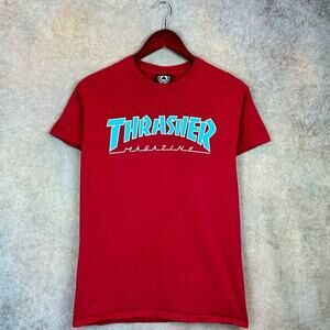 Thrasher Magazine T Shirt Mens Size S Red Blue Skating Pullover Skate Crew Neck